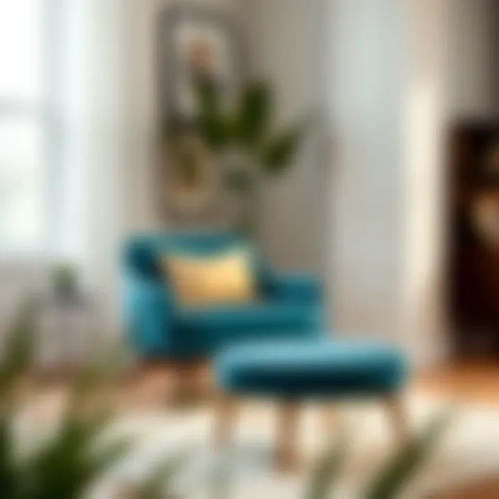 Stylish accent chair and ottoman set in modern decor