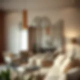 Beautiful accordion mirror in a modern living room