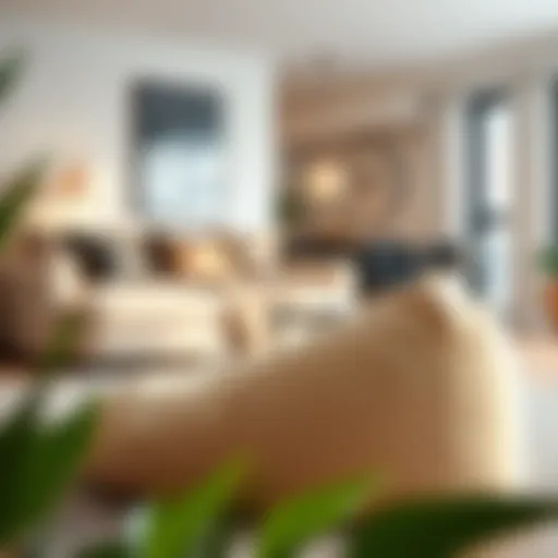 Stylish bean bag ottoman in a modern living room setting