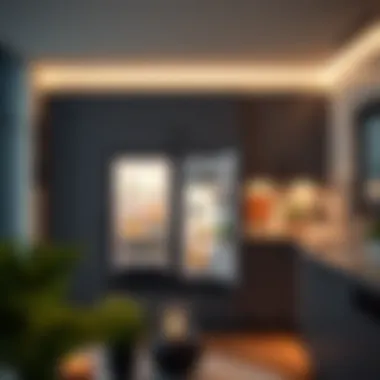 Stylish design of a small refrigerator freezer in a modern kitchen