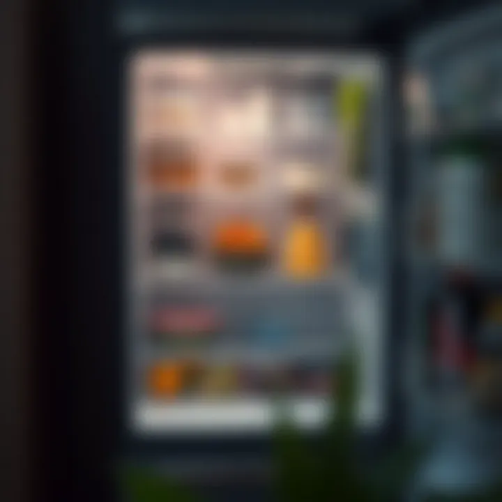 Organized interior of a small refrigerator showing optimal space utilization