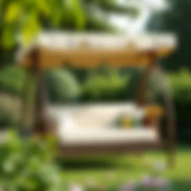 Stunning Design of Convertible Canopy Swing Elegant convertible canopy swing in a lush garden setting