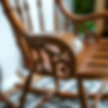 Close-up of the intricate design details of the rocking chair