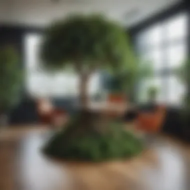 Vibrant indoor tree creating a calming office space