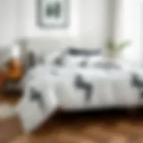 Elegant black and white twin XL comforter on a neatly made bed