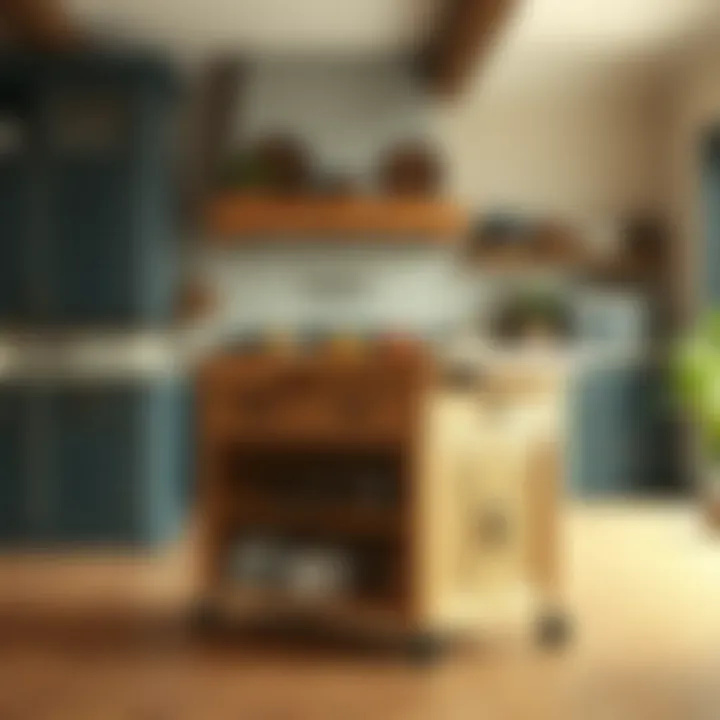 A beautifully crafted butcherblock cart showcasing its elegant design and functionality.