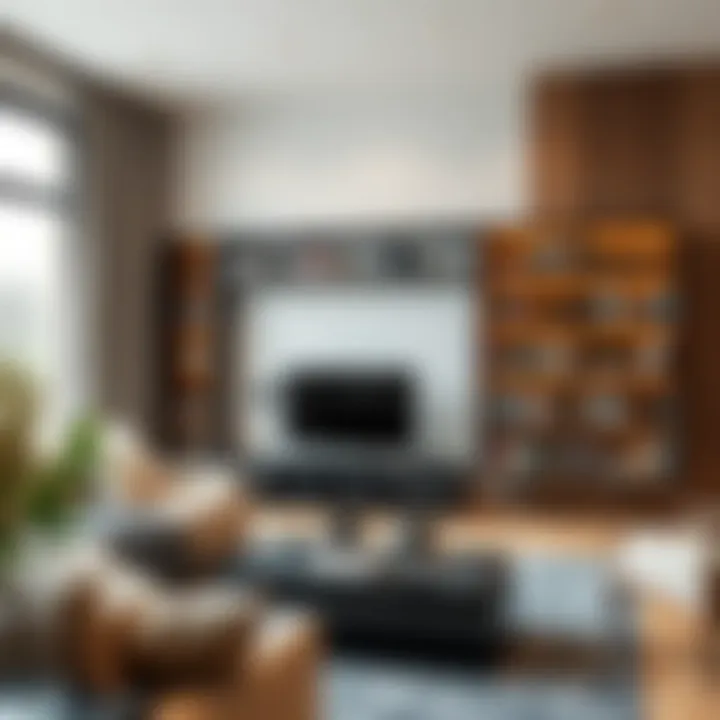 Stylish CD shelving unit in a contemporary living room