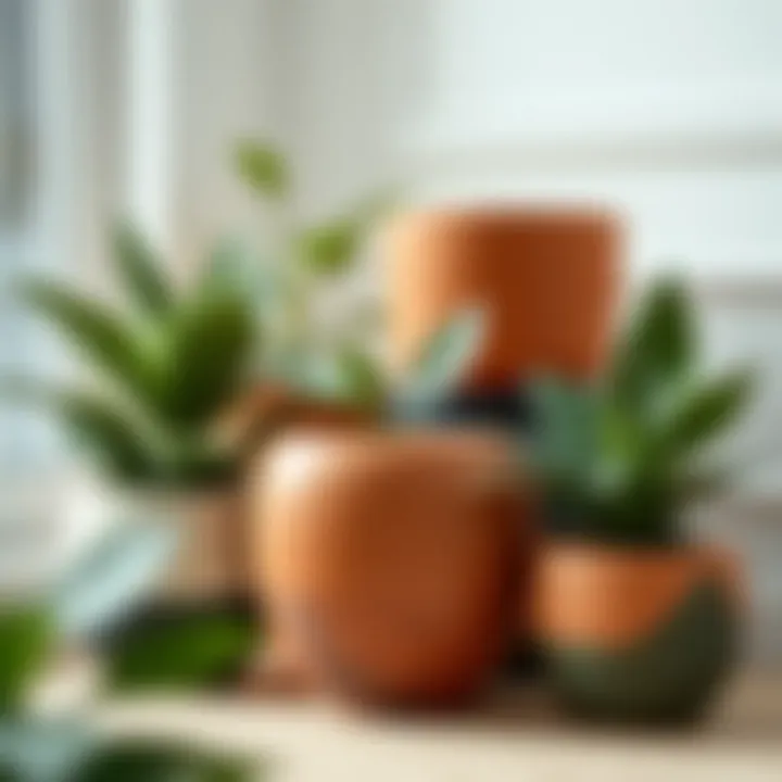 Stylish decorative pots enhancing indoor plant aesthetics