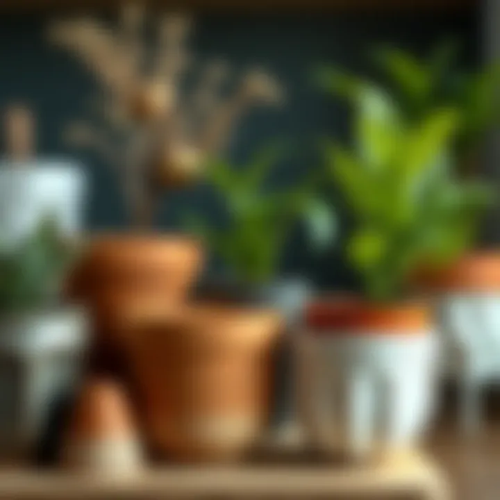 A variety of pots made from different materials including ceramic and plastic