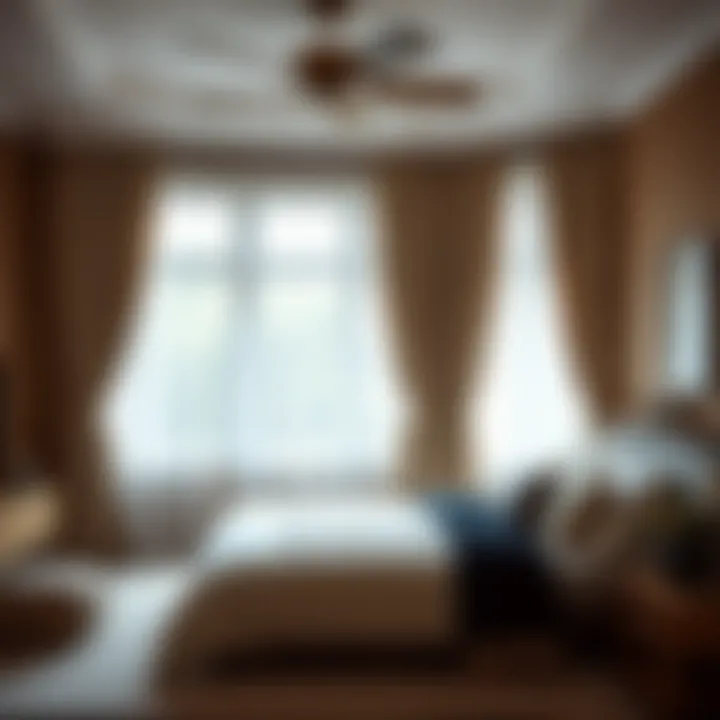 Cozy bedroom featuring 63 inches window curtains