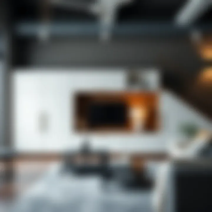 Sleek modular storage units in a modern living room