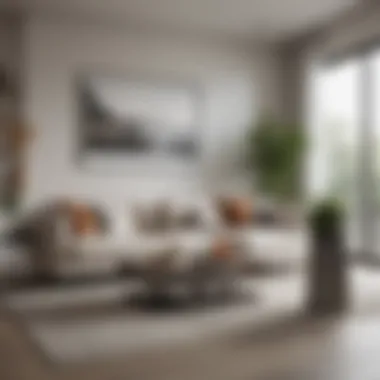 Modern Living Room with Pot Stands A contemporary living room featuring modern pot stands complementing the decor.