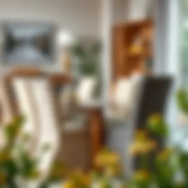 Variety of materials used for covered dining chairs displayed