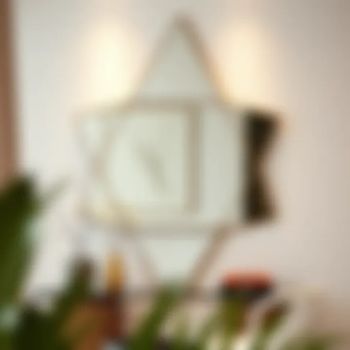 Modern geometric mirror in a contemporary setting