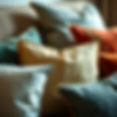 A close-up of various throw pillow materials showcasing luxury and comfort