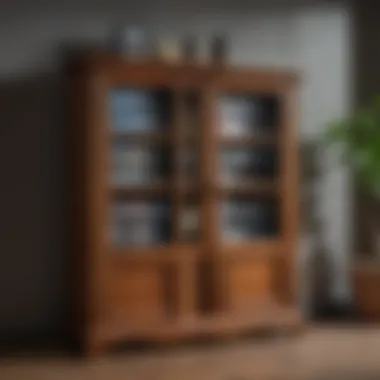 Timeless Wooden Cabinet for DVD and Blu-ray Collection Elegant wooden DVD and Blu-ray cabinet showcasing a classic style