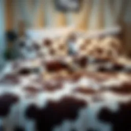 Stylish cow print comforter on a Twin XL bed