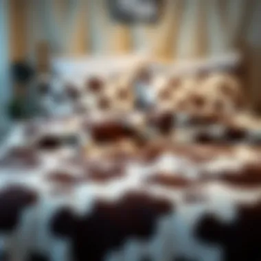 Stylish Twin XL Cow Print Comforter Stylish cow print comforter on a Twin XL bed