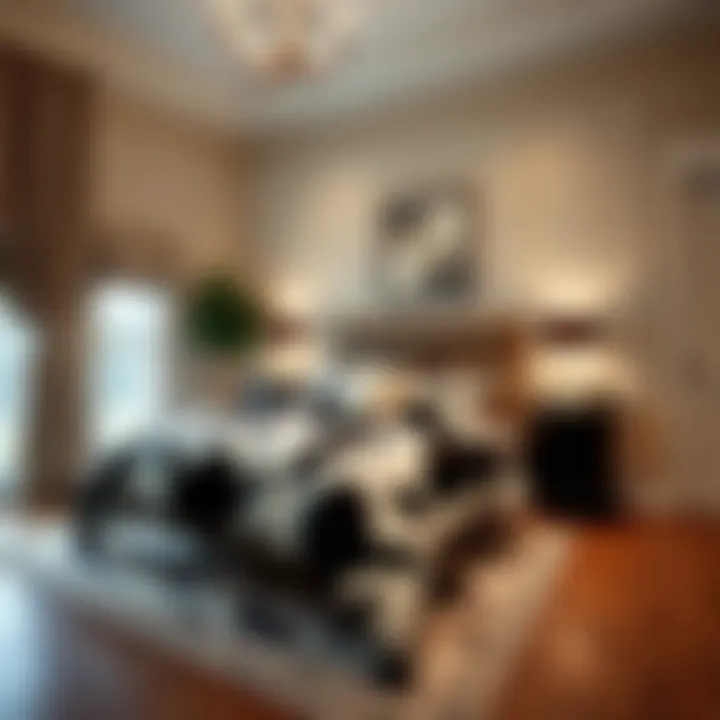 Elegant Bedroom with Cow Print Comforter Elegant bedroom featuring a cow print comforter