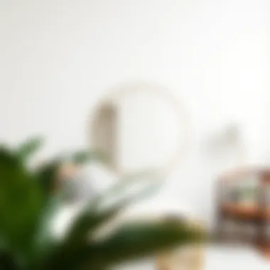 Artistic arrangement of a gold mirror in a minimalist setting