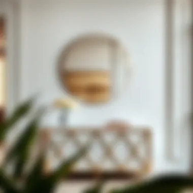 Stylish interior showcasing a gold mirror above a modern console