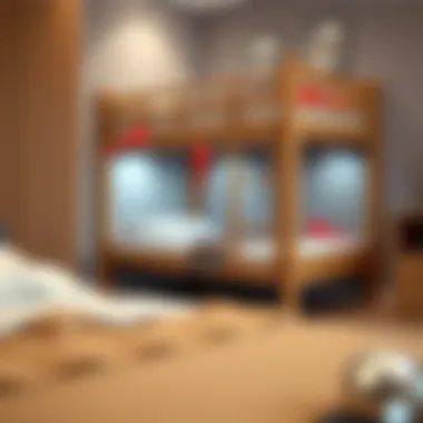 Safety Features of Bunk Beds Safety features of a bunk bed highlighted with arrows
