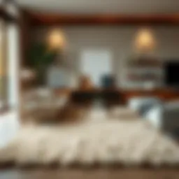 Luxurious wool area rug in modern living room setting