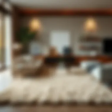 Luxurious wool area rug in modern living room setting
