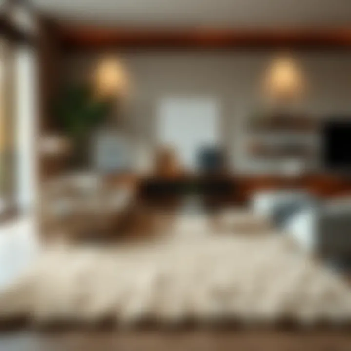 Luxurious wool area rug in modern living room setting