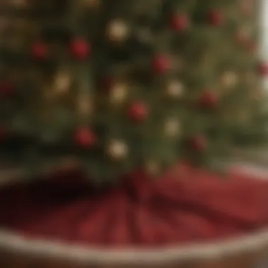 Cozy Holiday Setting with Balsam Hill Tree Skirt A cozy holiday setting showcasing a Balsam Hill tree skirt complementing festive decorations