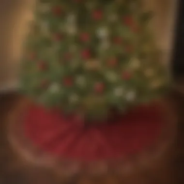 Elegant Display of Balsam Hill Tree Skirt Elegant Balsam Hill tree skirt displayed under a beautifully decorated Christmas tree