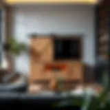 Stylish barn door TV stand in a modern living room