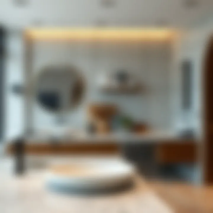 Diverse Materials for Countertops Variety of materials used for sinkless bathroom countertops