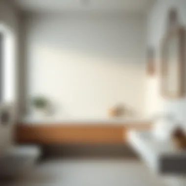 Minimalist Sinkless Bathroom Stylish bathroom featuring a minimalist sinkless countertop