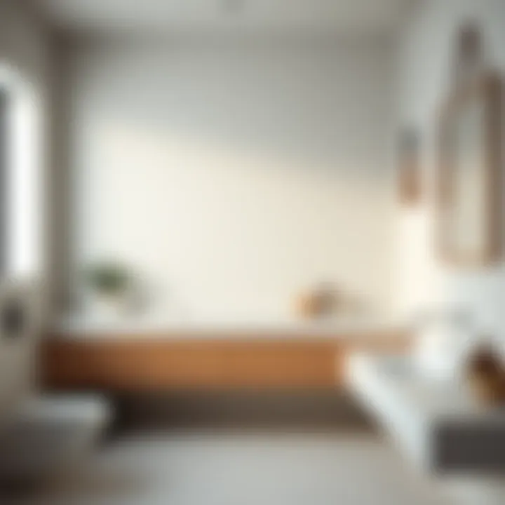 Minimalist Sinkless Bathroom Stylish bathroom featuring a minimalist sinkless countertop