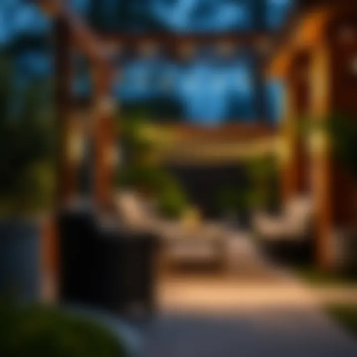 Enhancing Outdoor Seating Areas with Spotlights Battery powered spotlight highlighting outdoor seating area