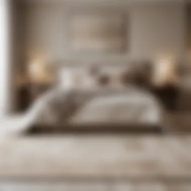 Beige Modern Rug in a Minimalist Bedroom Beige modern rug complementing a minimalist bedroom design
