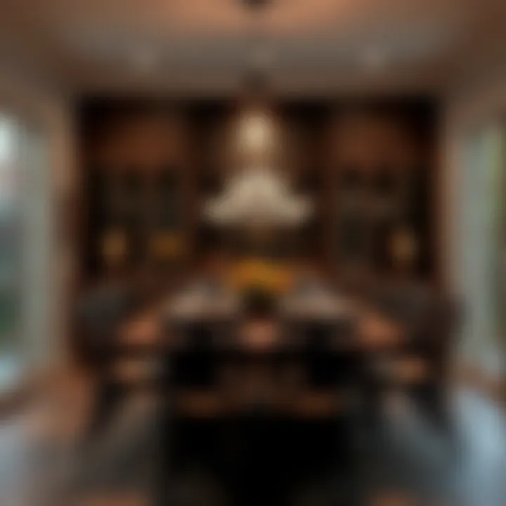 Warm ambiance created by black lighting in a contemporary farmhouse