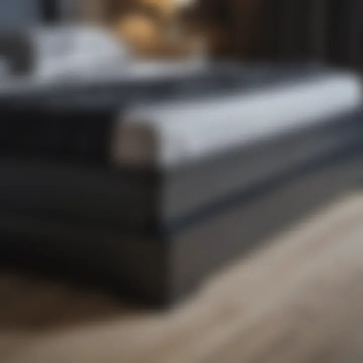 Close-up of the craftsmanship of a black wood platform bed