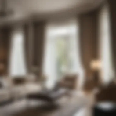 Elegant Living Room with Long Curtains Elegant living room showcasing long curtains