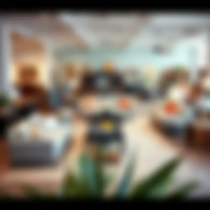 Showroom displaying various furniture arrangements and color palettes