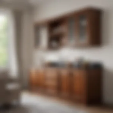 Elegant Wooden Cabinets Elegant wooden 36-inch high cabinets in a traditional setting showcasing craftsmanship