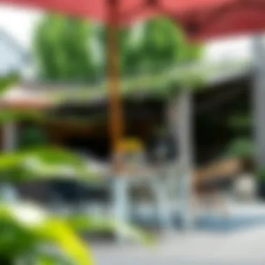 Stylish patio with a variety of outdoor dining options