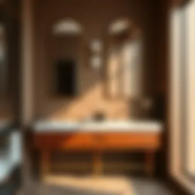 Luxury Redefined: Brown Double Sink in Bathroom Stylish brown double sink integrated into a luxurious bathroom design