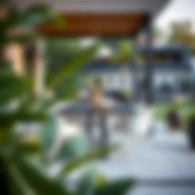 Elegant dining table with modern chairs on a patio