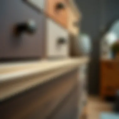 Close-up of materials used in large deep drawer dressers