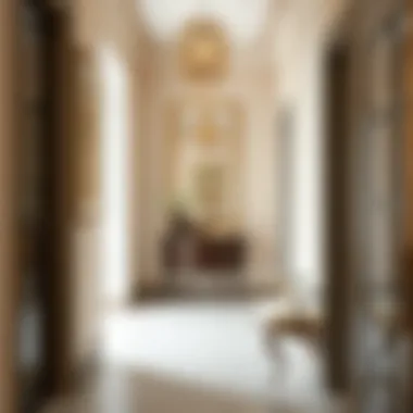 A beautifully framed long mirror enhancing a chic hallway