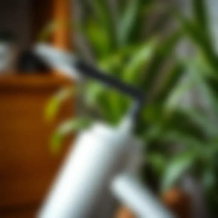 Close-up of the ergonomic design of the long reach waterer