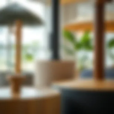 Close-up of various materials used in low profile umbrella stands