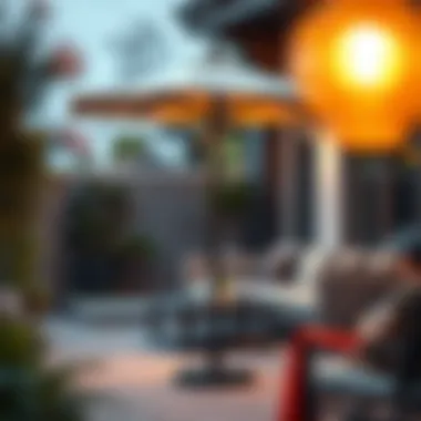 Stylish low profile umbrella stand enhancing outdoor patio ambiance